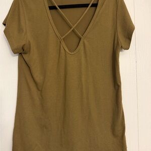 Olive Crisscross V-Neck Women's Top